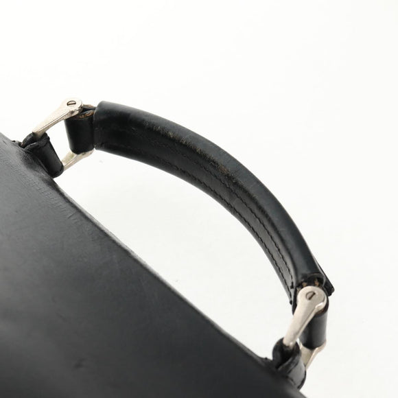 PRADA Hand Bag Nylon Leather Black Silver Auth bs32080