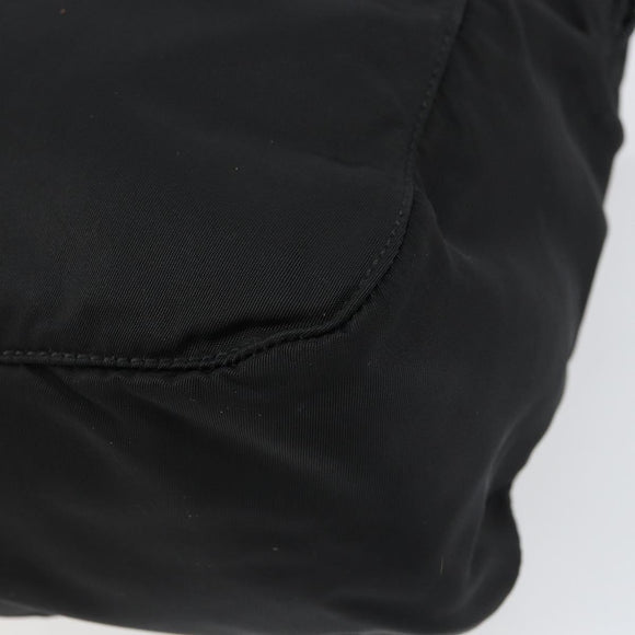 PRADA Tote Bag Nylon Black Silver Auth bs32081