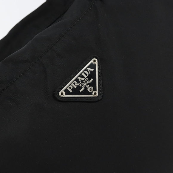 PRADA Tote Bag Nylon Black Silver Auth bs32081