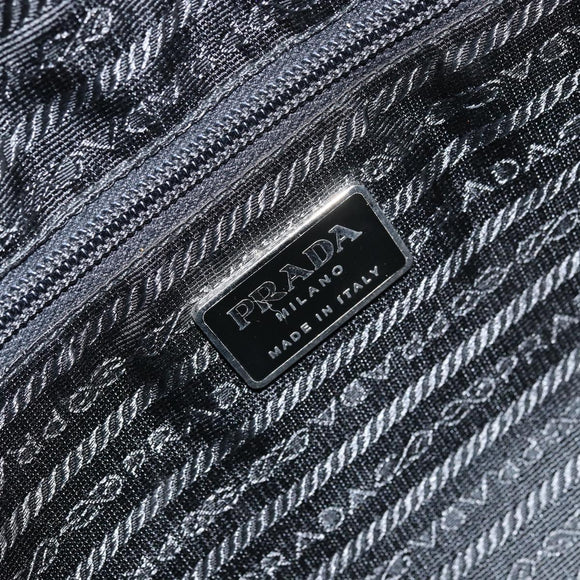 PRADA Tote Bag Nylon Black Silver Auth bs32081