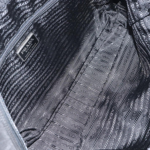 PRADA Tote Bag Nylon Black Silver Auth bs32081