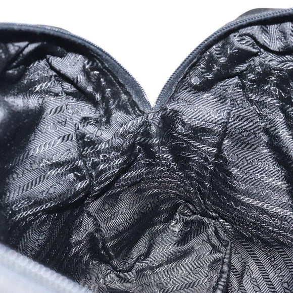 PRADA Tote Bag Nylon Black Silver Auth bs32081