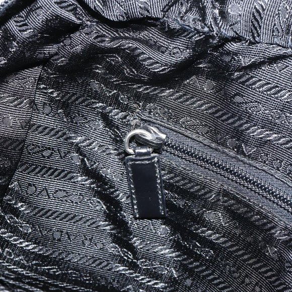 PRADA Tote Bag Nylon Black Silver Auth bs32081