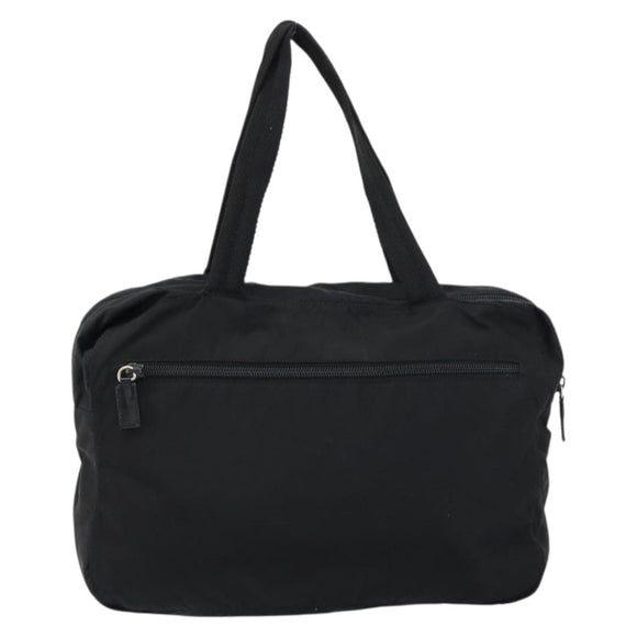 PRADA Tote Bag Nylon Black Silver Auth bs32081
