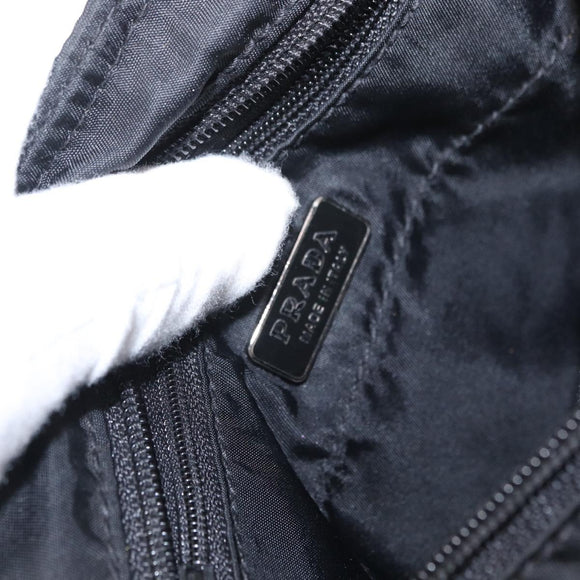 PRADA Tote Bag Nylon Black Silver Auth bs32082