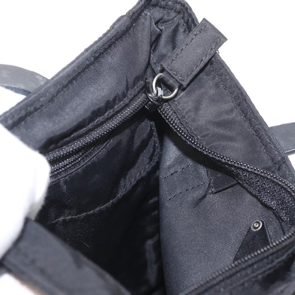 PRADA Tote Bag Nylon Black Silver Auth bs32082