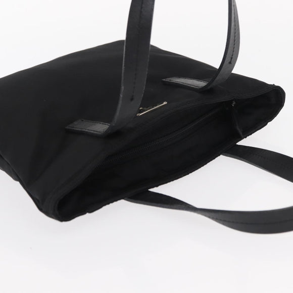 PRADA Tote Bag Nylon Black Silver Auth bs32082