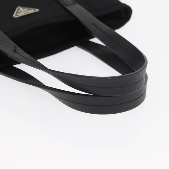 PRADA Tote Bag Nylon Black Silver Auth bs32082