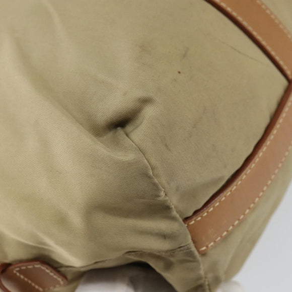 PRADA Tote Bag Nylon Beige Silver Auth bs32083