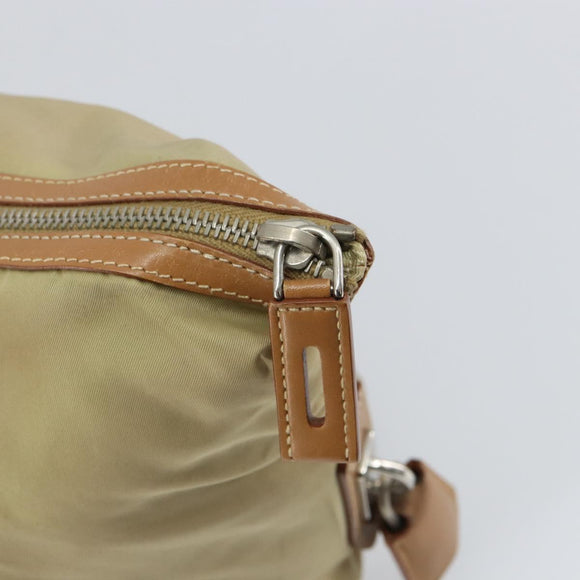 PRADA Tote Bag Nylon Beige Silver Auth bs32083