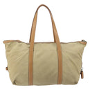 PRADA Tote Bag Nylon Beige Silver Auth bs32083-3