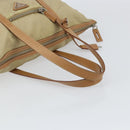 PRADA Tote Bag Nylon Beige Silver Auth bs32083-7