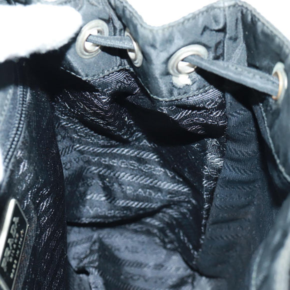 PRADA Backpack Nylon Black Silver Auth bs32084