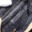 CHANEL Ketting Schoudertas Nylon Leer Zwart Goud CC Auth bs32086-17