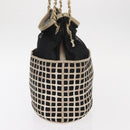 CHANEL Ketting Schoudertas Nylon Leer Zwart Goud CC Auth bs32086-4