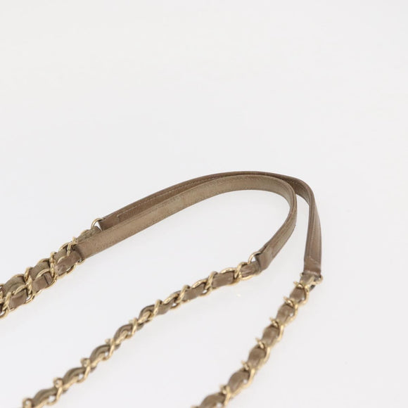 CHANEL Ketting Schoudertas Nylon Leer Zwart Goud CC Auth bs32086
