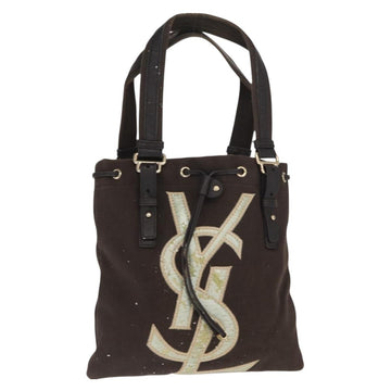 SAINT LAURENT Tote Bag Canvas Black Silver 123435 Auth bs32088