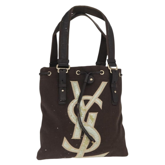 SAINT LAURENT Tote Bag Canvas Black Silver 123435 Auth bs32088