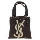 SAINT LAURENT Tote Bag Canvas Black Silver 123435 Auth bs32088-13