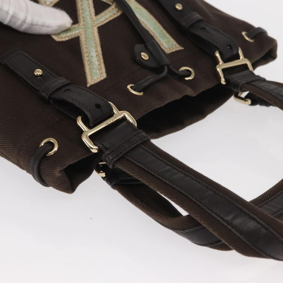 SAINT LAURENT Tote Bag Canvas Black Silver 123435 Auth bs32088