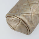 CHANEL Matelasse Pouch Leather Champagne Gold CC Auth bs32089-16