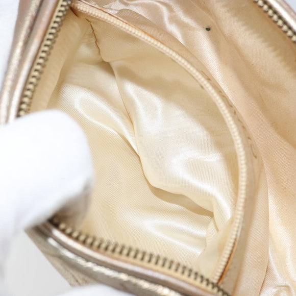 CHANEL Matelasse Pouch Leather Champagne Gold CC Auth bs32089