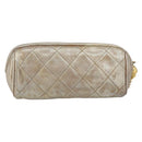CHANEL Matelasse Pouch Leather Champagne Gold CC Auth bs32089-2
