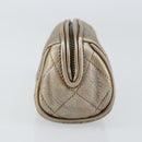 CHANEL Matelasse Pouch Leather Champagne Gold CC Auth bs32089-3