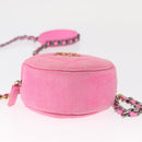 CHANEL Matelassé Chain Shoulder Bag Canvas Pink Gold CC Auth bs32090-5
