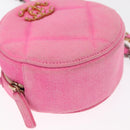 CHANEL Matelassé Chain Shoulder Bag Canvas Pink Gold CC Auth bs32090-15