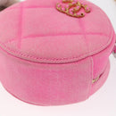 CHANEL Matelassé Chain Shoulder Bag Canvas Pink Gold CC Auth bs32090-16