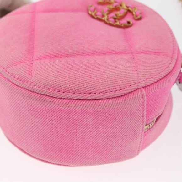 CHANEL Matelassé Chain Shoulder Bag Canvas Pink Gold CC Auth bs32090