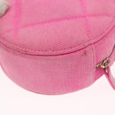 CHANEL Matelassé Chain Shoulder Bag Canvas Pink Gold CC Auth bs32090-10
