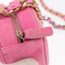 CHANEL Matelassé Chain Shoulder Bag Canvas Pink Gold CC Auth bs32090-18