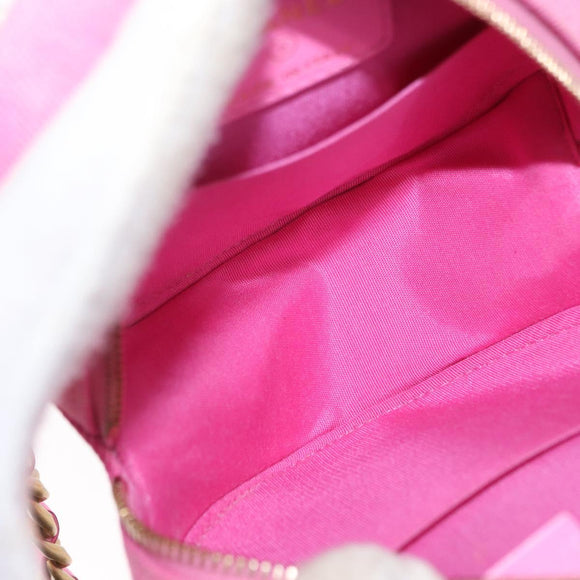 CHANEL Matelassé Chain Shoulder Bag Canvas Pink Gold CC Auth bs32090
