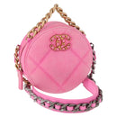 CHANEL Matelassé Chain Shoulder Bag Canvas Pink Gold CC Auth bs32090-1