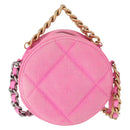 CHANEL Matelassé Chain Shoulder Bag Canvas Pink Gold CC Auth bs32090-2