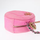 CHANEL Matelassé Chain Shoulder Bag Canvas Pink Gold CC Auth bs32090-3