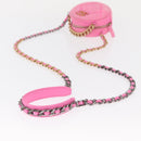 CHANEL Matelassé Chain Shoulder Bag Canvas Pink Gold CC Auth bs32090-9