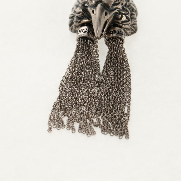 GUCCI Anger Forest Eagle Head Necklace metal Silver Auth bs32093V