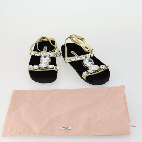 Miu Miu Sandals Leather Suede Black Auth bs32095