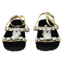 Miu Miu Sandals Leather Suede Black Auth bs32095-2