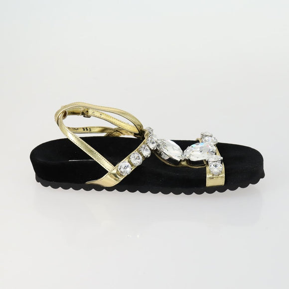 Miu Miu Sandals Leather Suede Black Auth bs32095