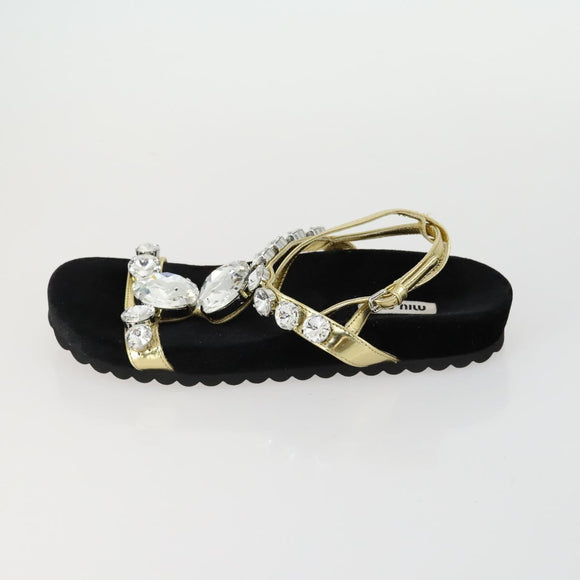 Miu Miu Sandals Leather Suede Black Auth bs32095
