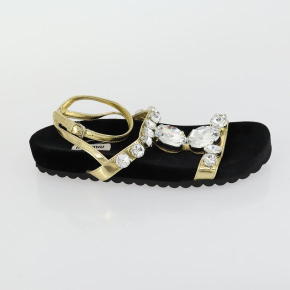 Miu Miu Sandals Leather Suede Black Auth bs32095