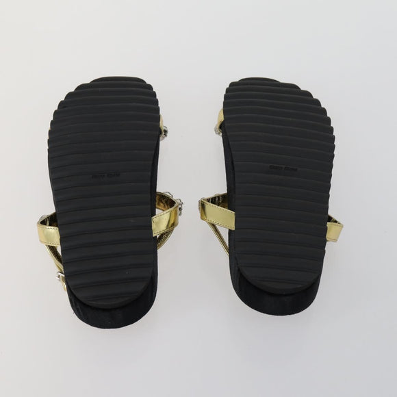Miu Miu Sandals Leather Suede Black Auth bs32095