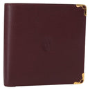 CARTIER Must Line Bifold Wallet Leather Bordeaux Gold Auth bs32096-1