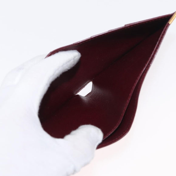 CARTIER Must Line Bifold Wallet Leather Bordeaux Gold Auth bs32096