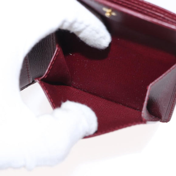 CARTIER Must Line Bifold Wallet Leather Bordeaux Gold Auth bs32096