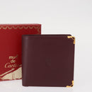 CARTIER Must Line Bifold Wallet Leather Bordeaux Gold Auth bs32096-8